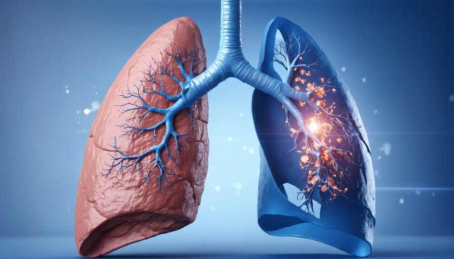 Comparison of healthy and cystic fibrosis-affected lungs
