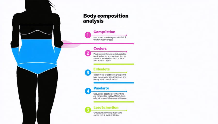 Visual breakdown of body composition elements including muscle, fat, and bone percentages