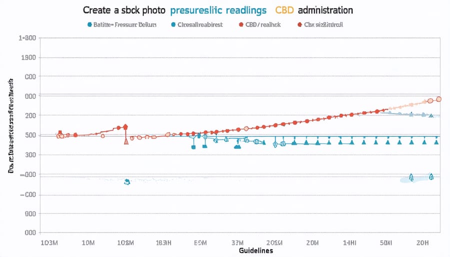 Clinical data chart displaying blood pressure measurements with and without CBD treatment