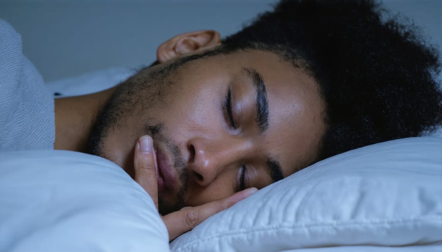 Individual enabling night mode and sleep settings on their mobile device
