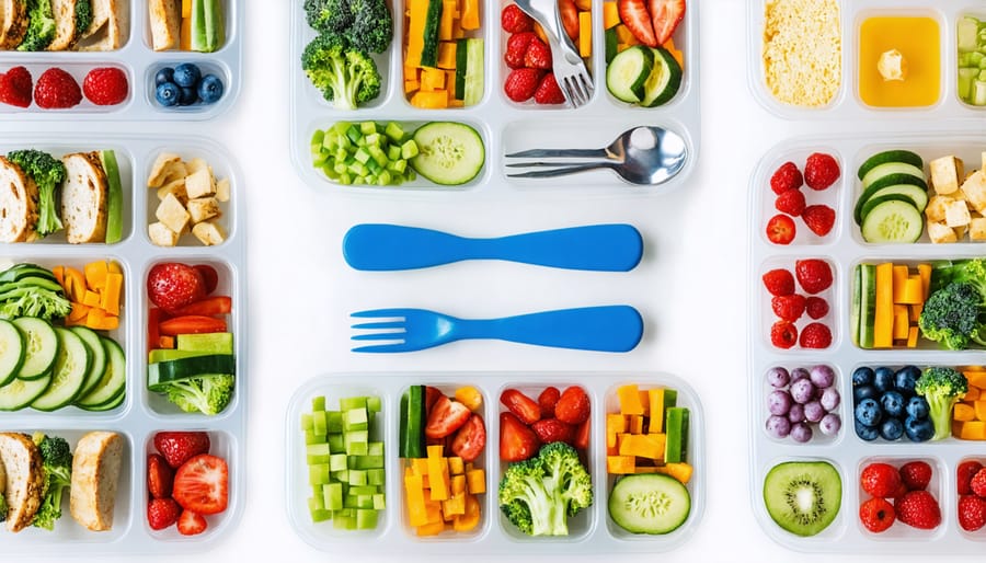 Collage showing meal preparation, exercise activities, and mindfulness practices