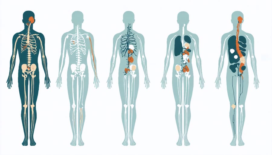 Anatomical diagram highlighting various organs and systems affected by Long COVID, including respiratory, cardiovascular, and neurological systems