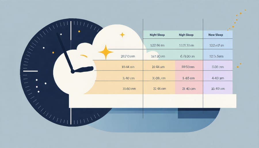 24-hour circular clock diagram showing night shift work hours and recommended sleep schedule