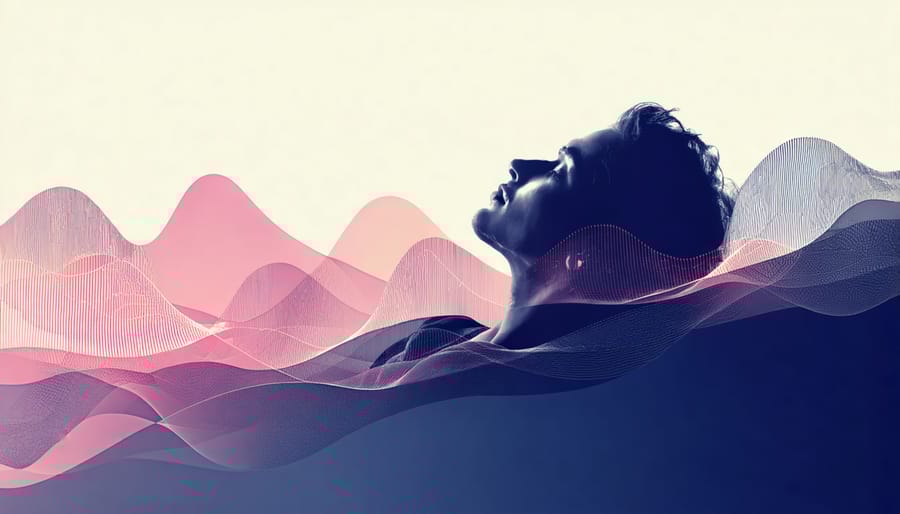 Illustration comparing normal sleep brain waves versus disrupted patterns from noise