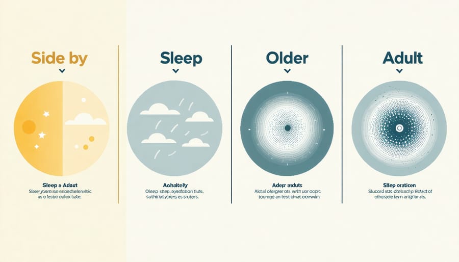 Diagram comparing sleep cycles and stages between young and older adults