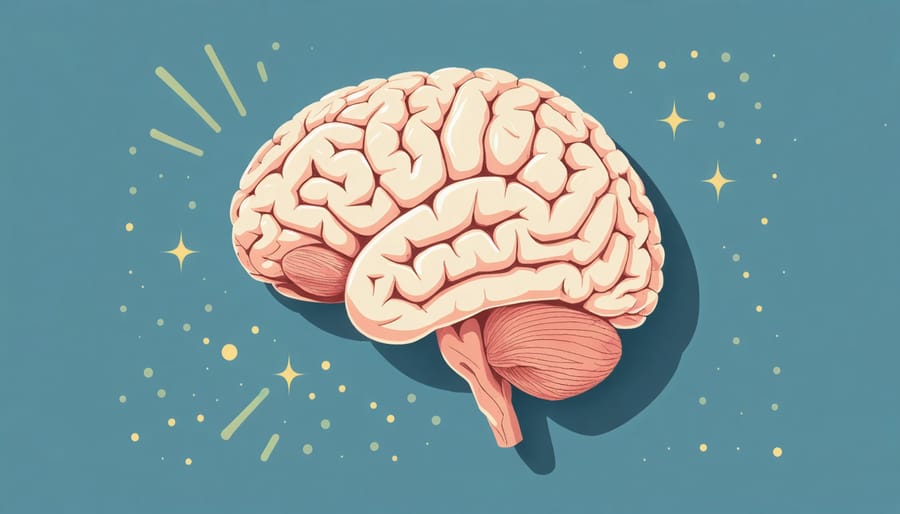 Cross-section of human brain showing hormone production centers and sleep-related hormones