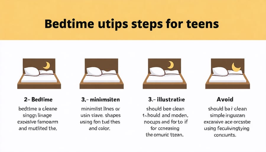 Step-by-step illustration of healthy bedtime routine practices for teenagers