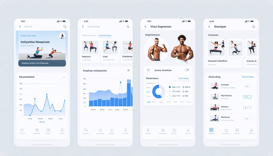 Comparison of virtual fitness platforms showing scheduling and tracking features