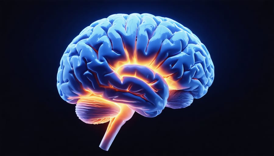 3D illustration of brain regions activated during virtual reality therapy