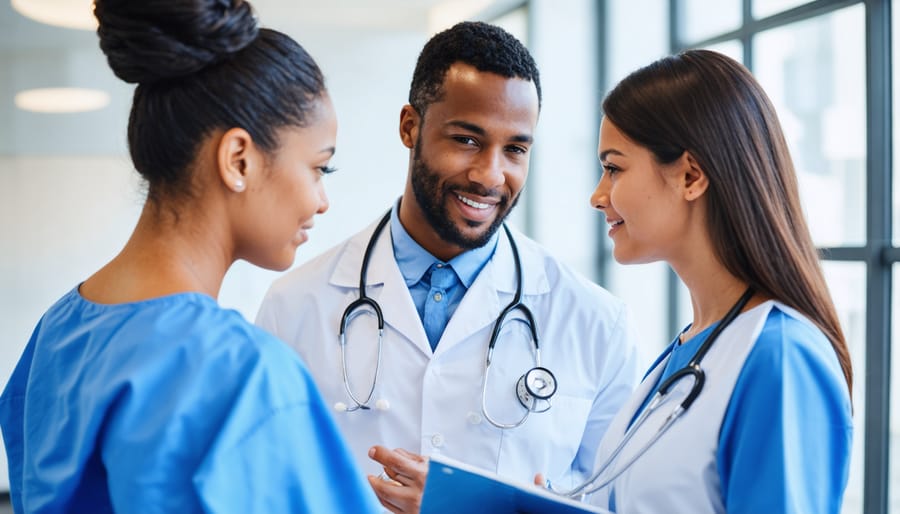Multidisciplinary medical team discussing patient care plan