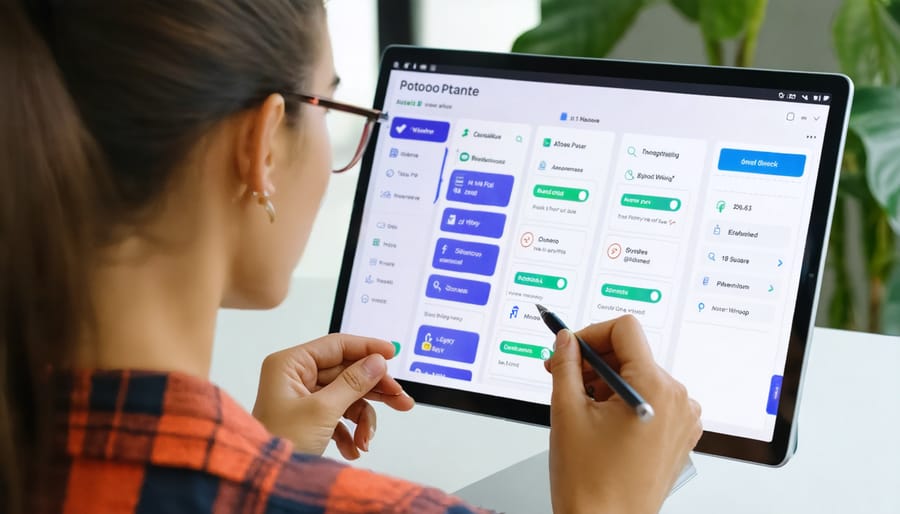 Health professional using tablet to show client their customized wellness program
