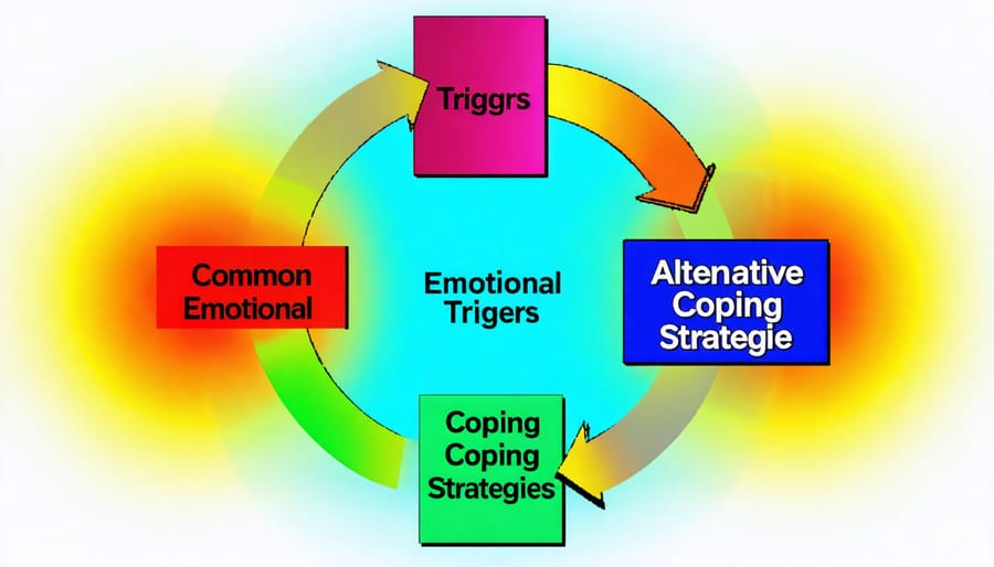 Infographic showing emotional eating triggers and healthy alternative responses
