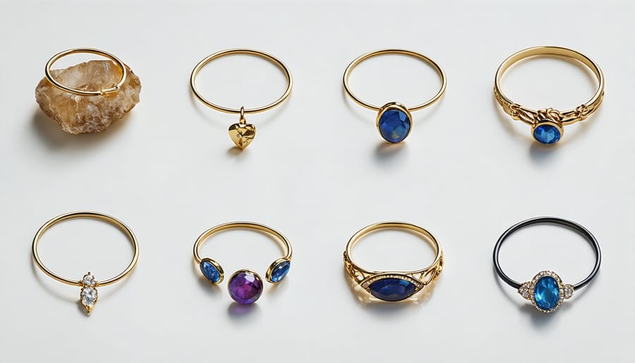 Various designs of smart rings, bracelets, and necklaces with health tracking capabilities