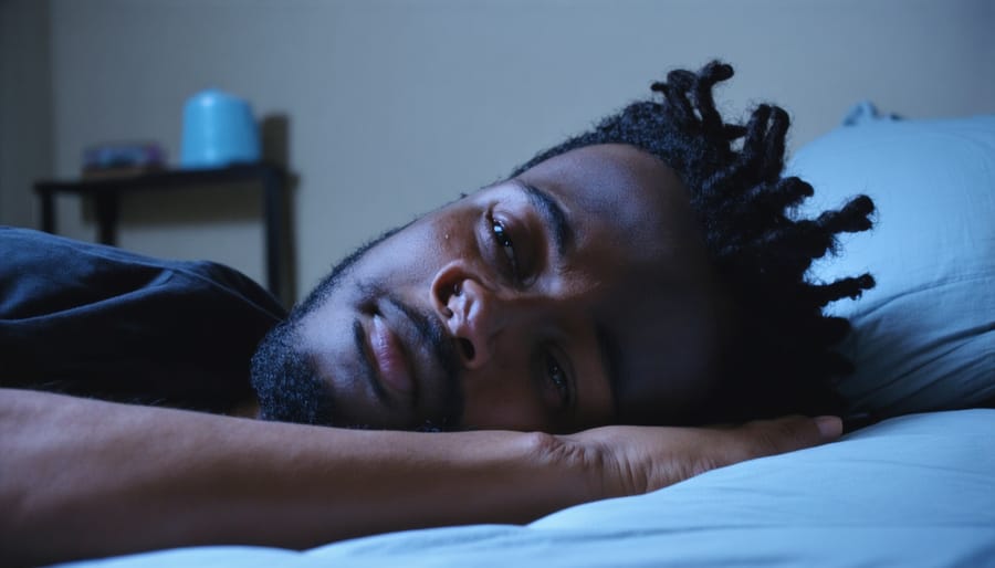 Frustrated person experiencing insomnia checking their phone at night