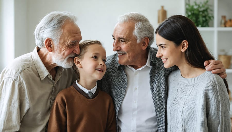 Intergenerational family gathering showing cultural disconnect between older and younger family members