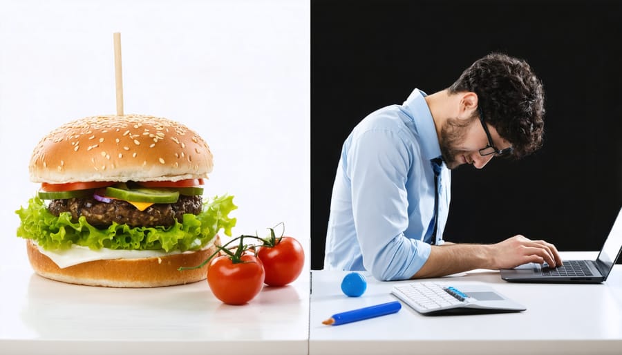 Side-by-side comparison of positive and negative lifestyle factors affecting mental health