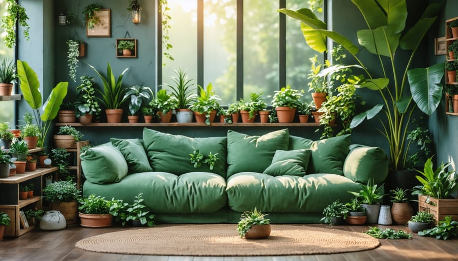 Welcoming living space featuring natural elements, proper lighting, and comfortable furnishings