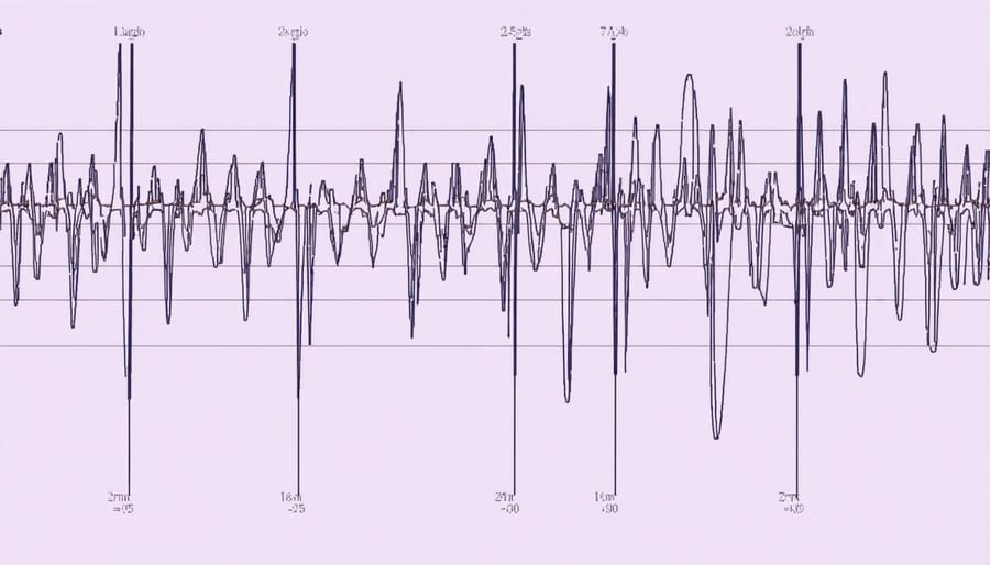 EEG recording showing typical sleep spindle wave patterns