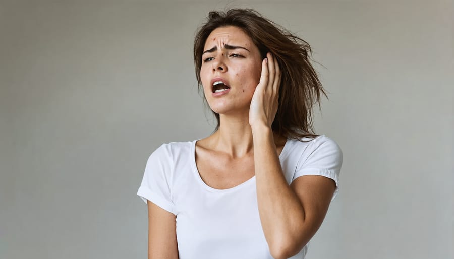 Woman showing common symptoms of hormonal imbalance including fatigue and emotional distress