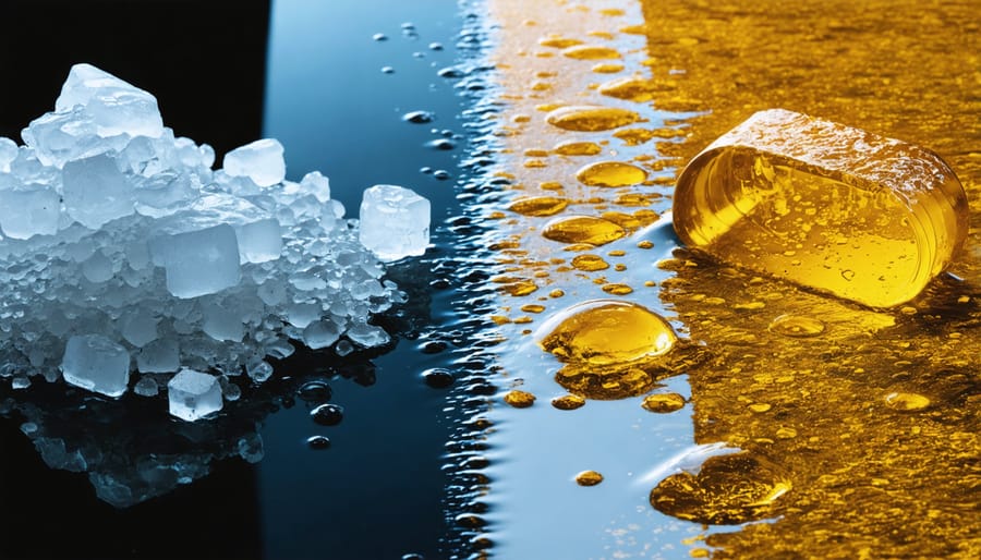 Comparison of clear, clean water against contaminated water with visible pollutants