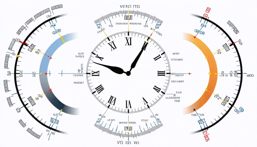 Circular timeline showing daily circadian rhythm cycles and associated biological processes