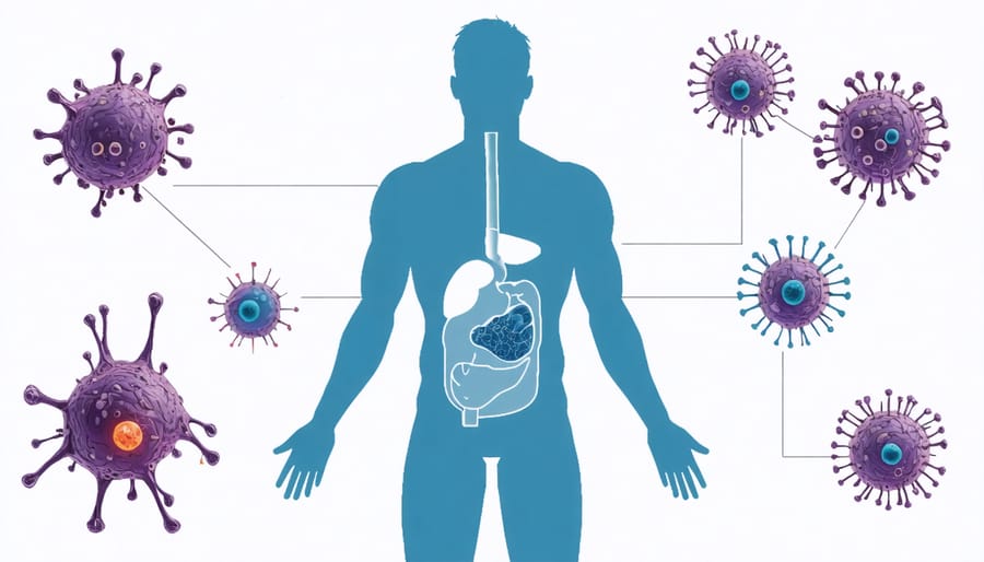Diagram showing how environmental toxins interact with the human endocrine system
