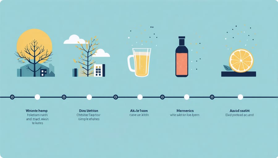 Timeline infographic illustrating recommended activities and their timing for optimal sleep preparation