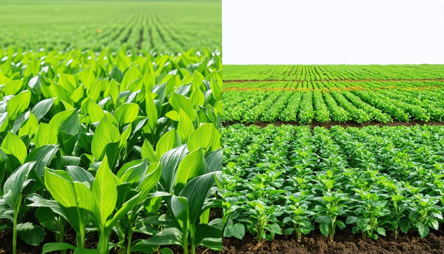 Comparison between a diverse agricultural landscape with multiple crop species and a large monoculture field