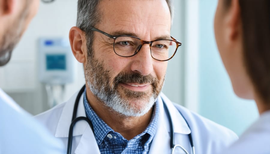 Doctor reviewing heart monitor results with male patient in his 30s