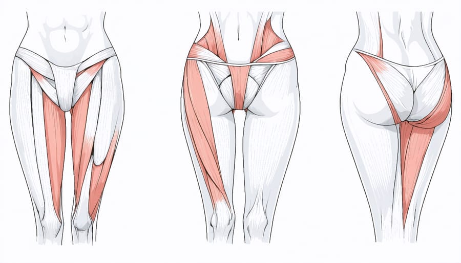 Anatomical diagram showing the layers of pelvic floor muscles and surrounding structures