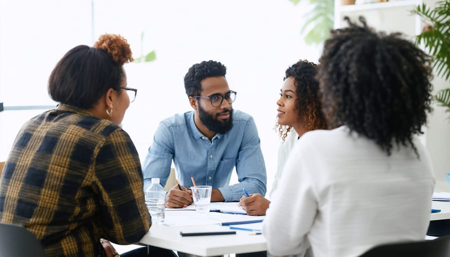Multi-ethnic team of healthcare providers reviewing patient treatment plans
