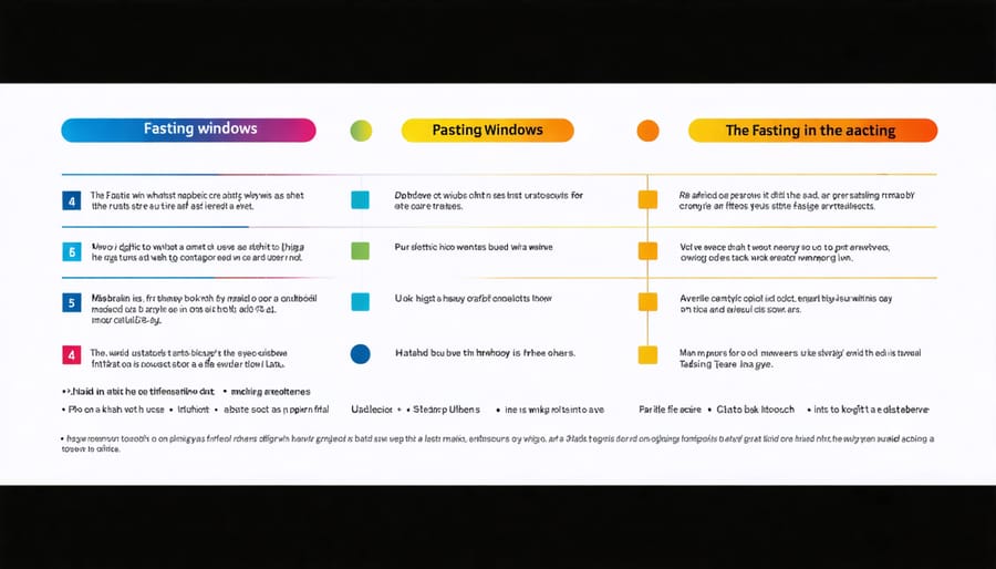 Chart comparing different fasting schedules and their impacts on metabolism
