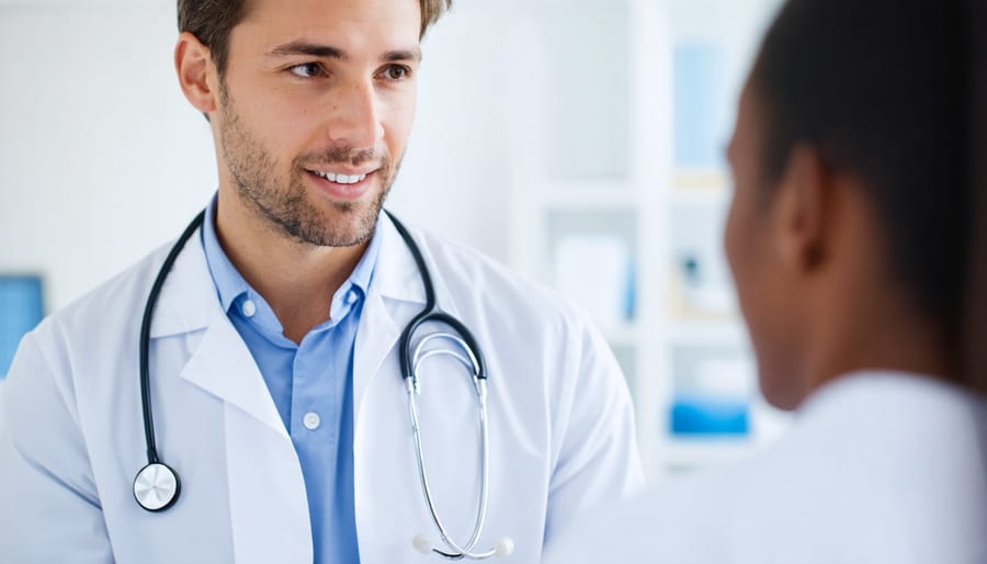 Doctor speaking with patient through a medical interpreter