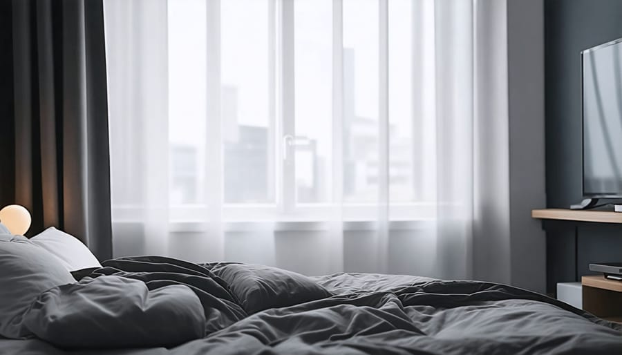 Bedroom setup demonstrating ideal sleep hygiene practices