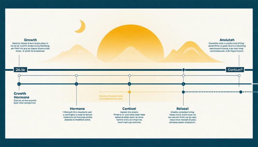 24-hour circadian rhythm chart showing hormone production patterns during sleep cycles