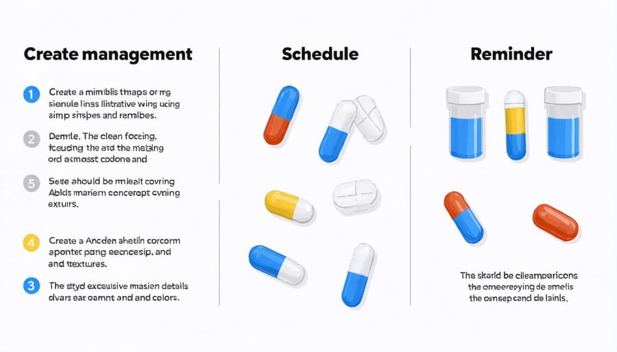 Visual guide displaying medication management strategies and organization methods