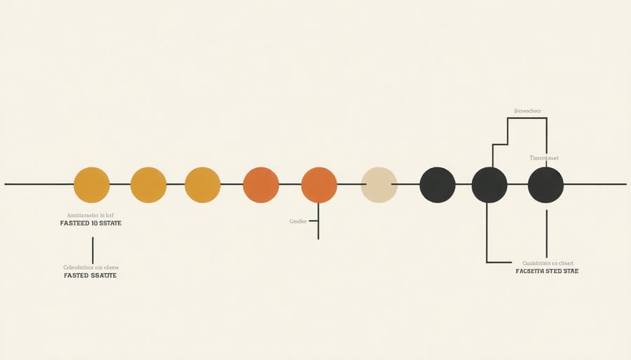 Infographic illustrating the body's metabolic changes during transition from fed to fasted state over time