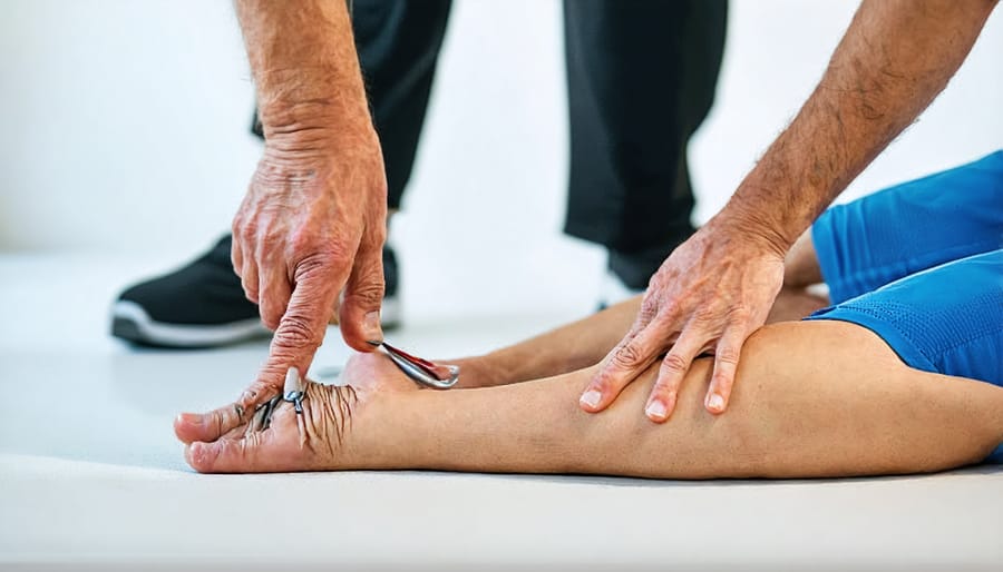 Healthcare professional demonstrating therapeutic exercises for neuropathy management