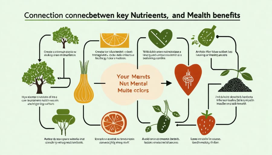 Visual diagram illustrating how different nutrients affect brain function and mental wellness