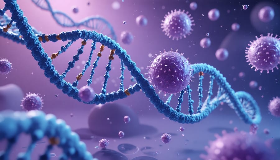 Conceptual visualization of genetic modification process in stem cells