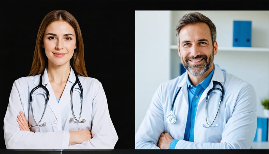 Healthcare provider and patient engaged in a video telemedicine appointment