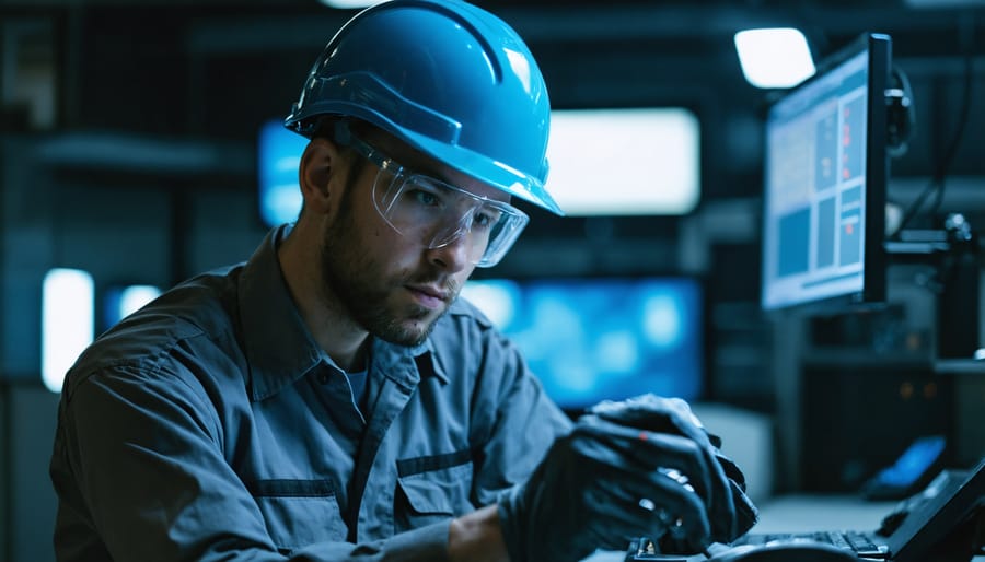 Fatigued shift worker checking their watch during an overnight shift