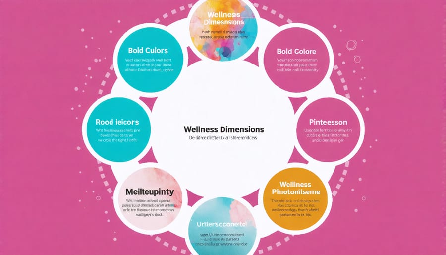 Visual representation of nine wellness dimensions connected in a circular pattern