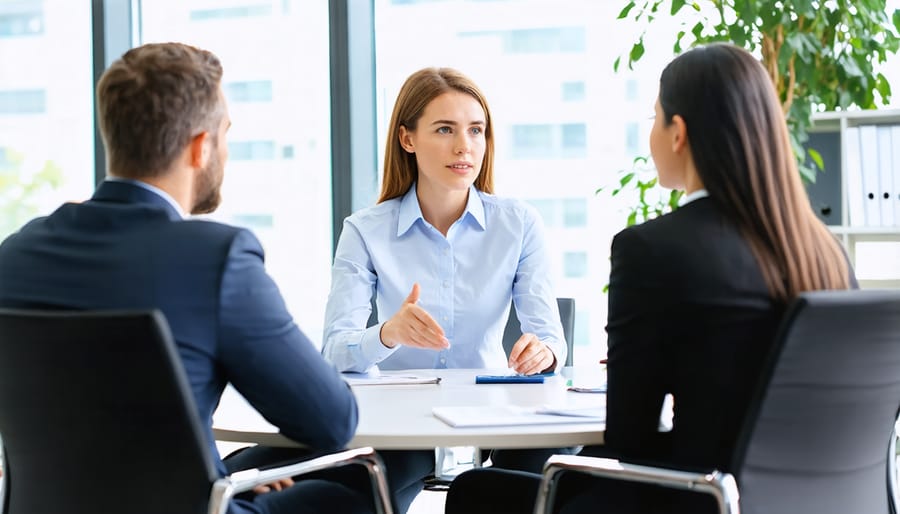 Employee and supervisor having a constructive discussion about workplace accommodations