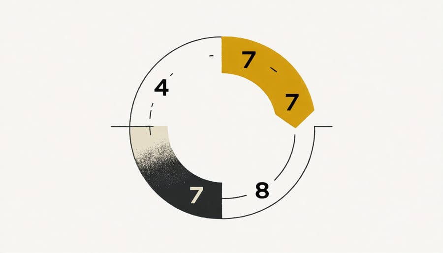 Circular diagram showing the three phases of 4-7-8 breathing: inhale for 4, hold for 7, exhale for 8
