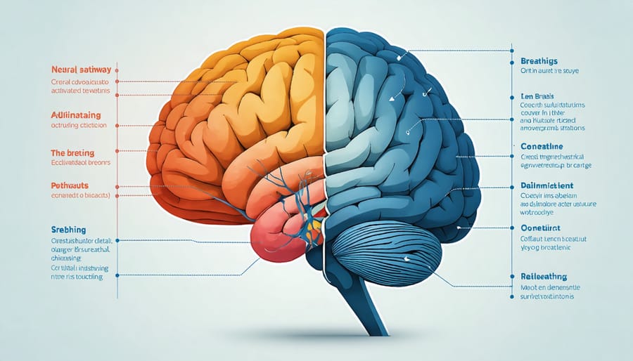 Anatomical illustration showing the connection between breathing centers and brain regions