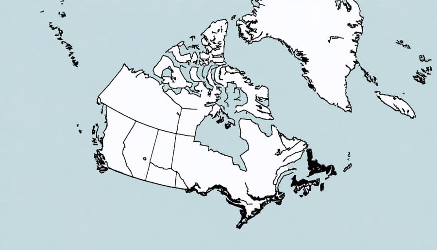 Geographical visualization of reduced daylight hours across Canadian provinces during winter months