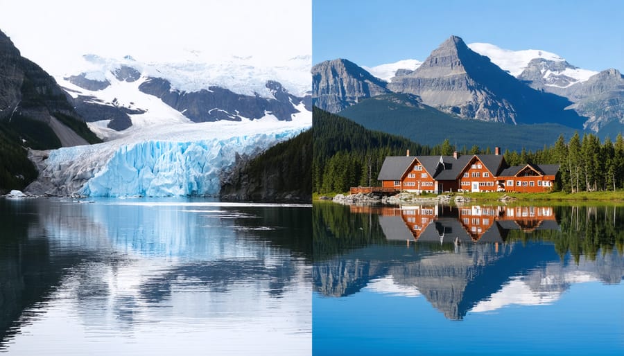 Composite image depicting climate change impacts on Canadian landscapes and Indigenous communities
