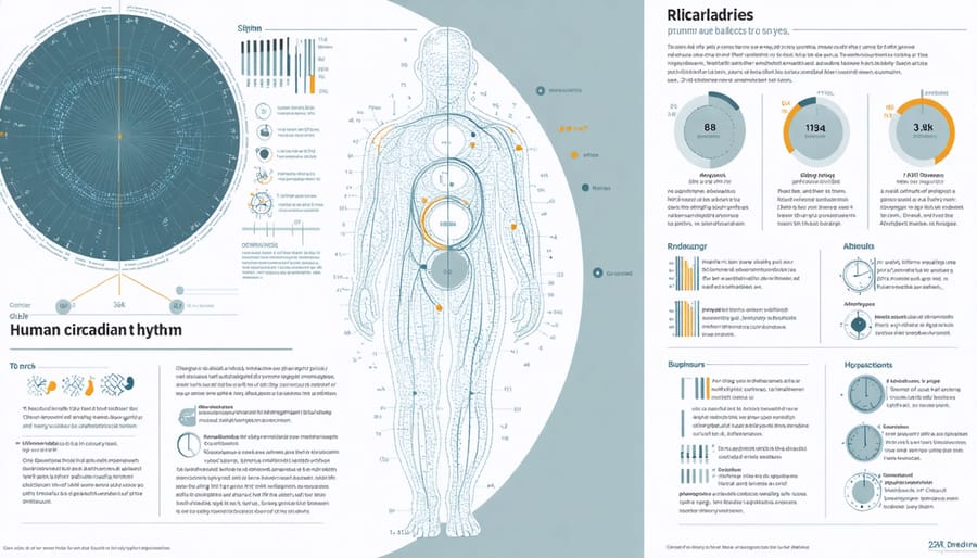 24-hour circular diagram illustrating human circadian rhythm patterns and sleep-wake cycle