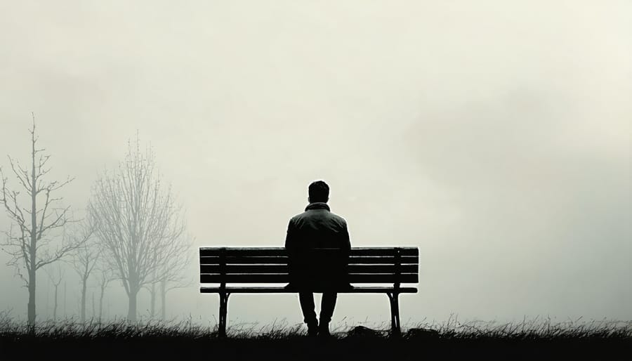 Individual showing signs of anxiety while surrounded by environmental changes